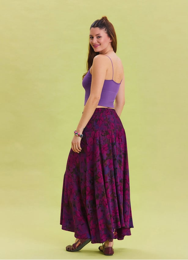 Gipe Waist Tied Wine Bohemian Skirt 4499